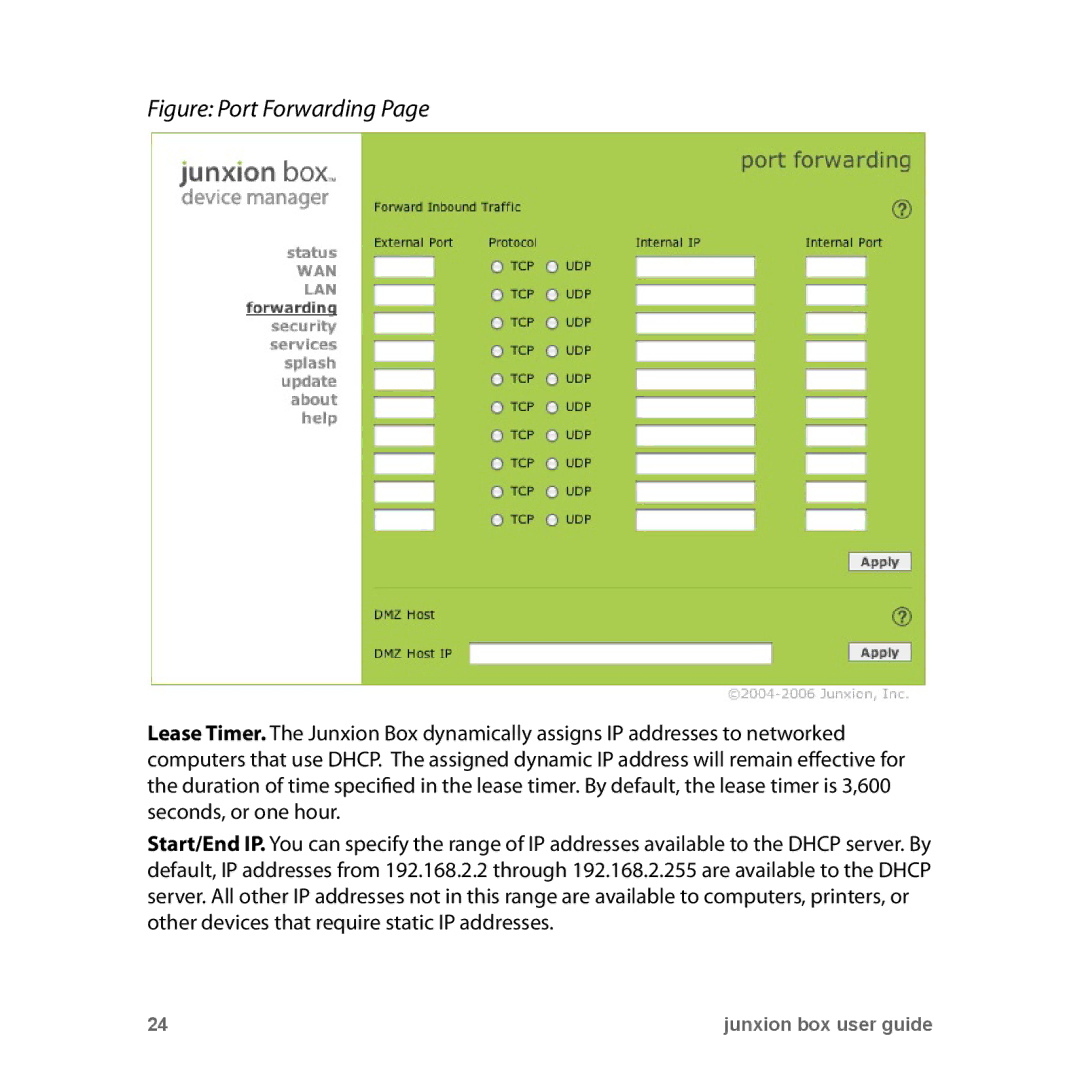 Junxion JB-110B, JB110E manual Figure Port Forwarding 