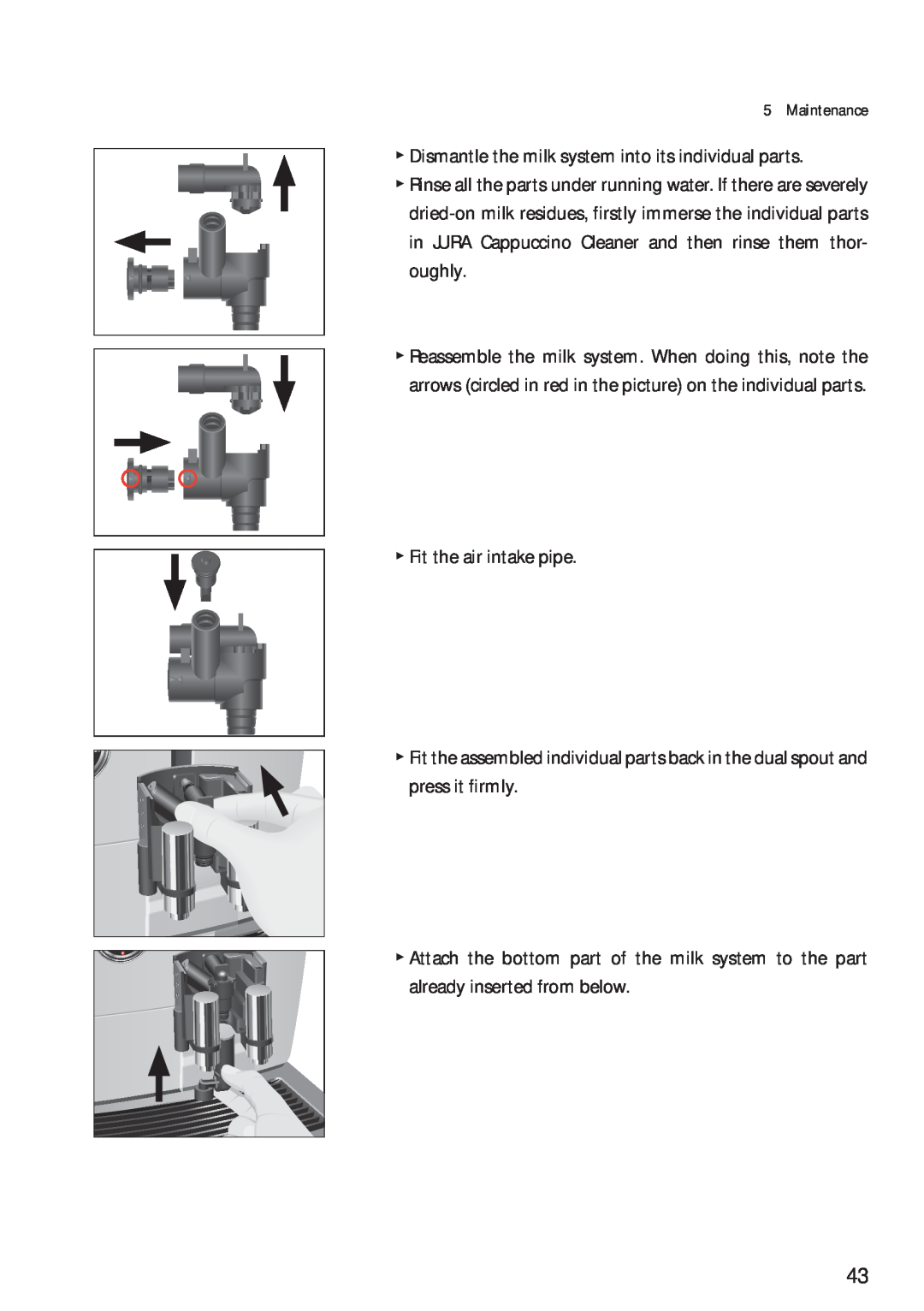 Jura Capresso 13623 manual TFit the air intake pipe 