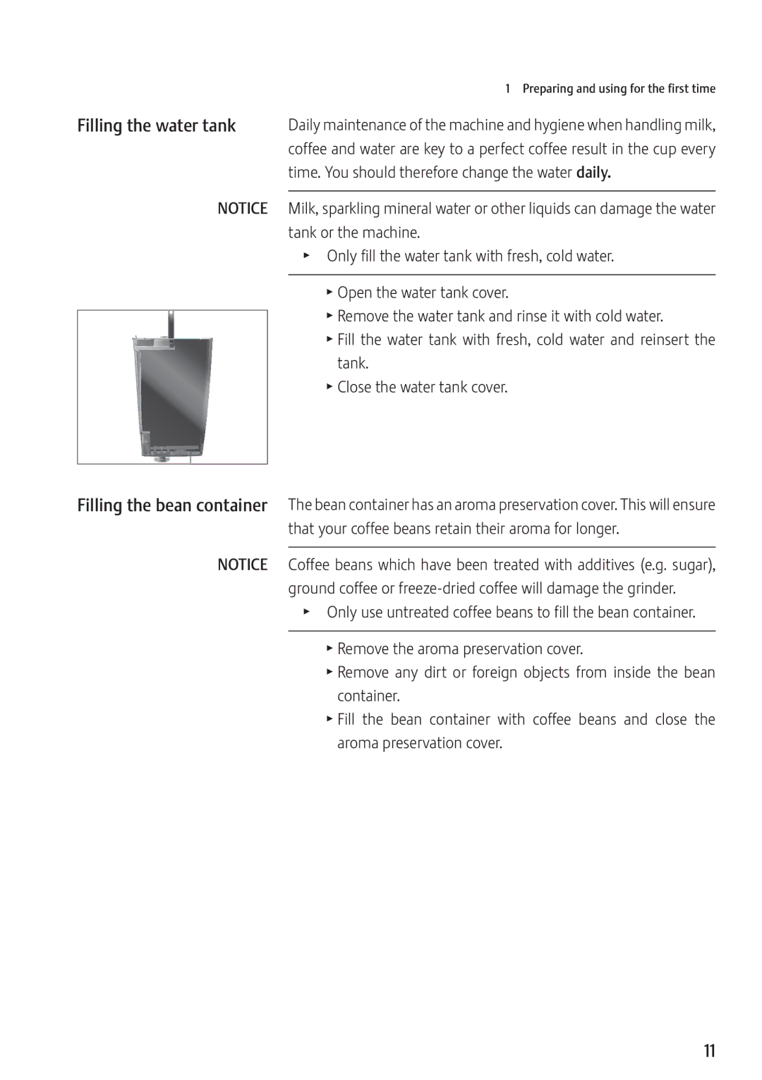 Jura Capresso 13637 manual Filling the water tank 