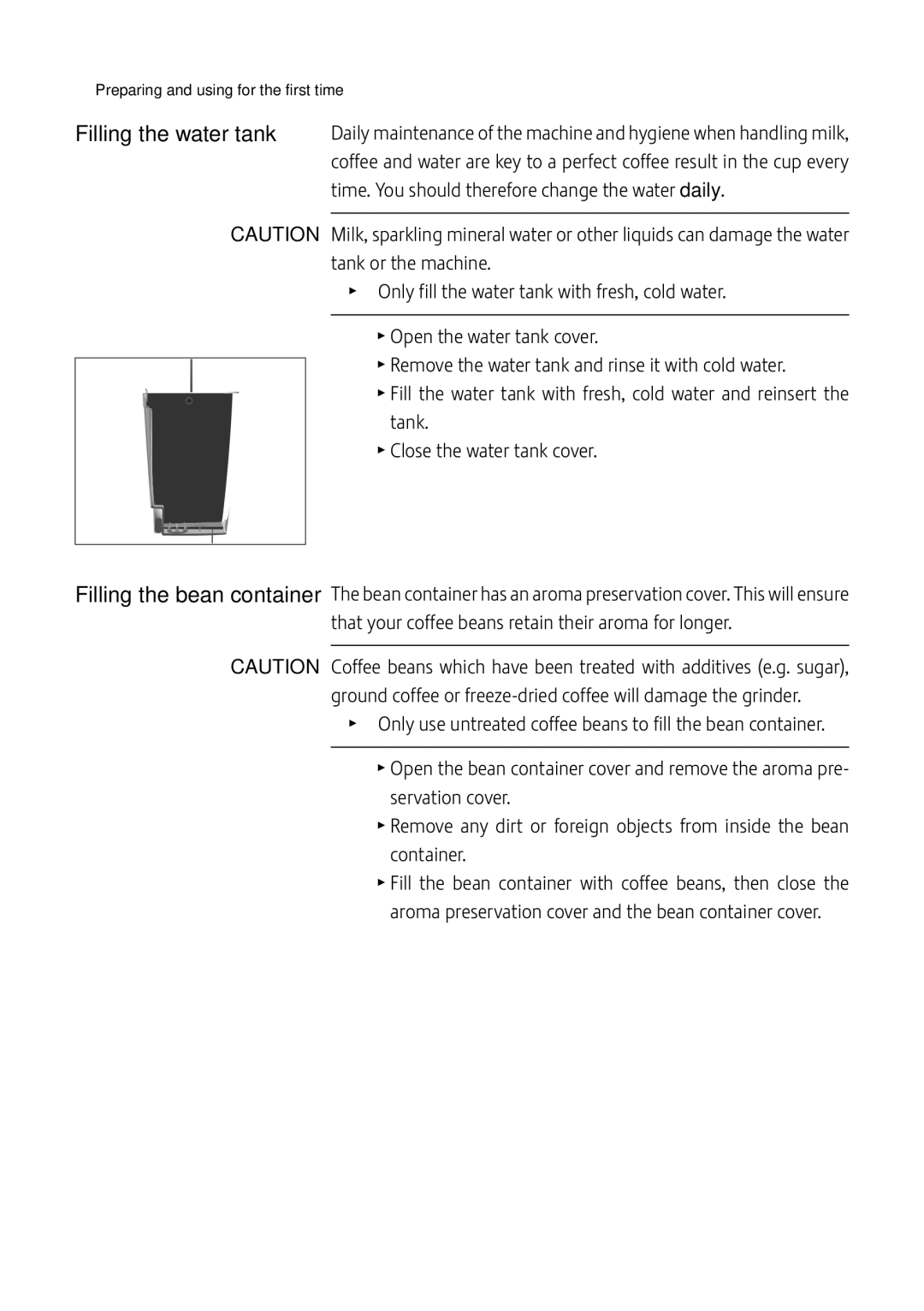 Jura Capresso 13637 manual Filling the water tank 