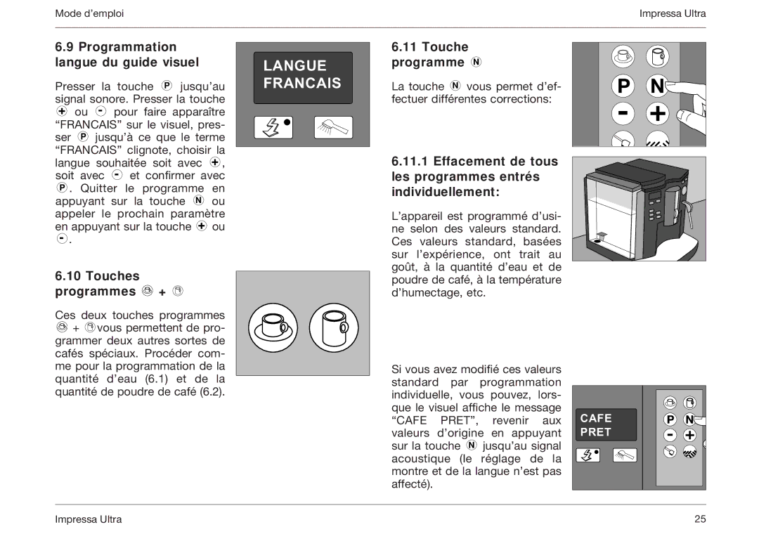 Jura Capresso 5000 manual Langue, Francais 