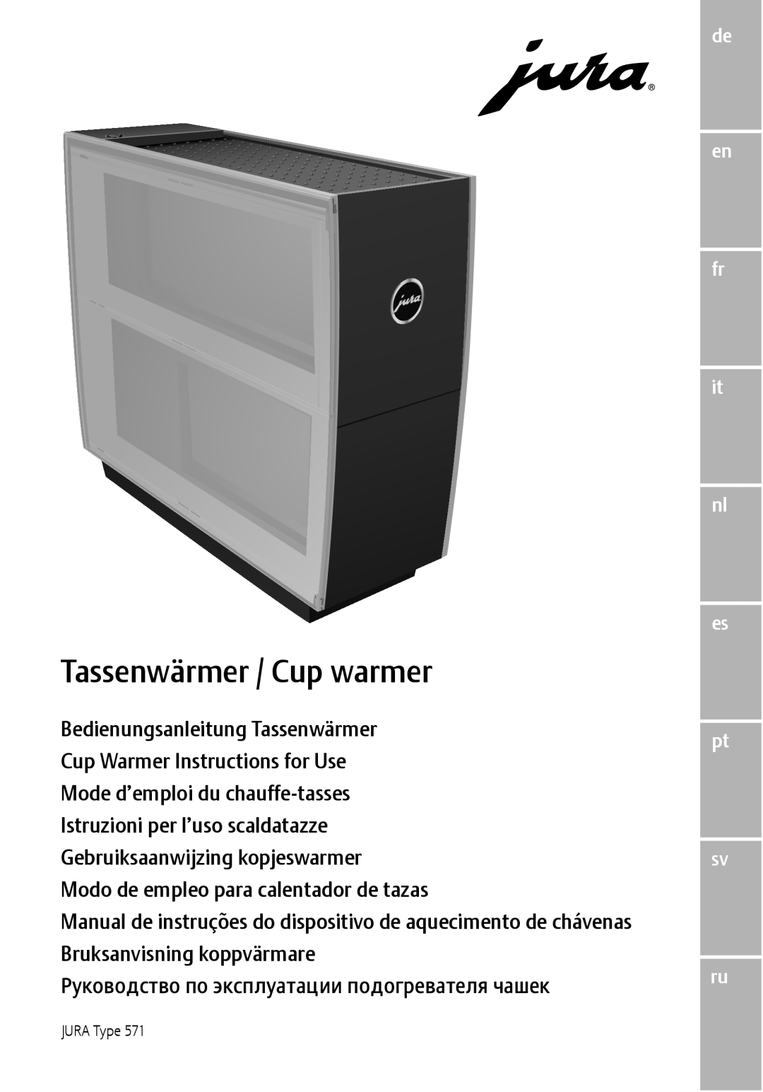 Jura Capresso 571 manual Tassenwärmer / Cup warmer 