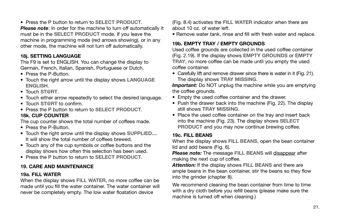 Jura Capresso 63942R warranty Care and Maintenance 