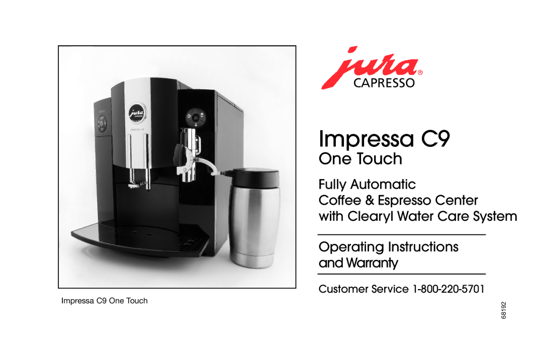 Jura Capresso 68192 manual Impressa C9 