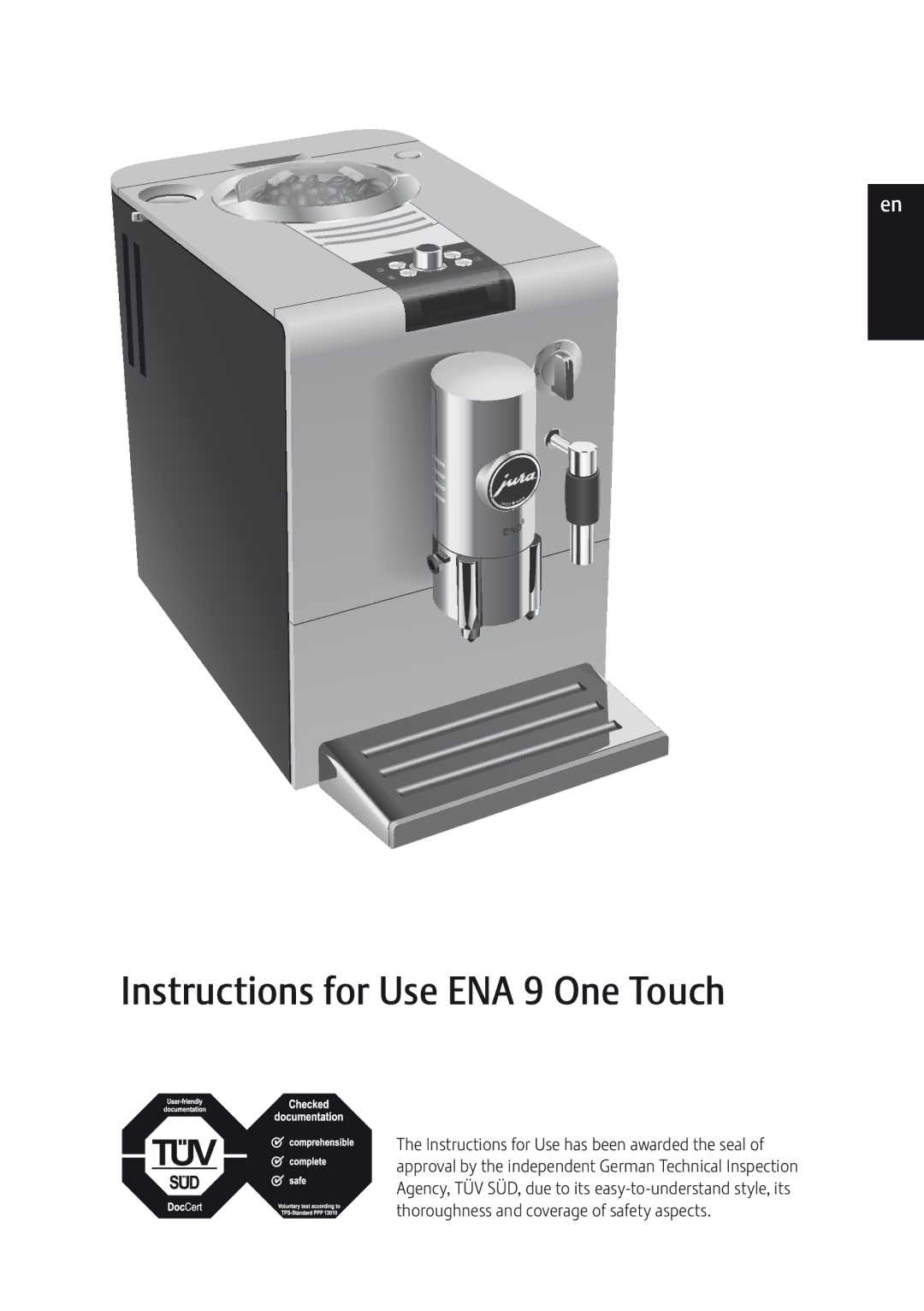 Jura Capresso manual Instructions for Use ENA 9 One Touch 