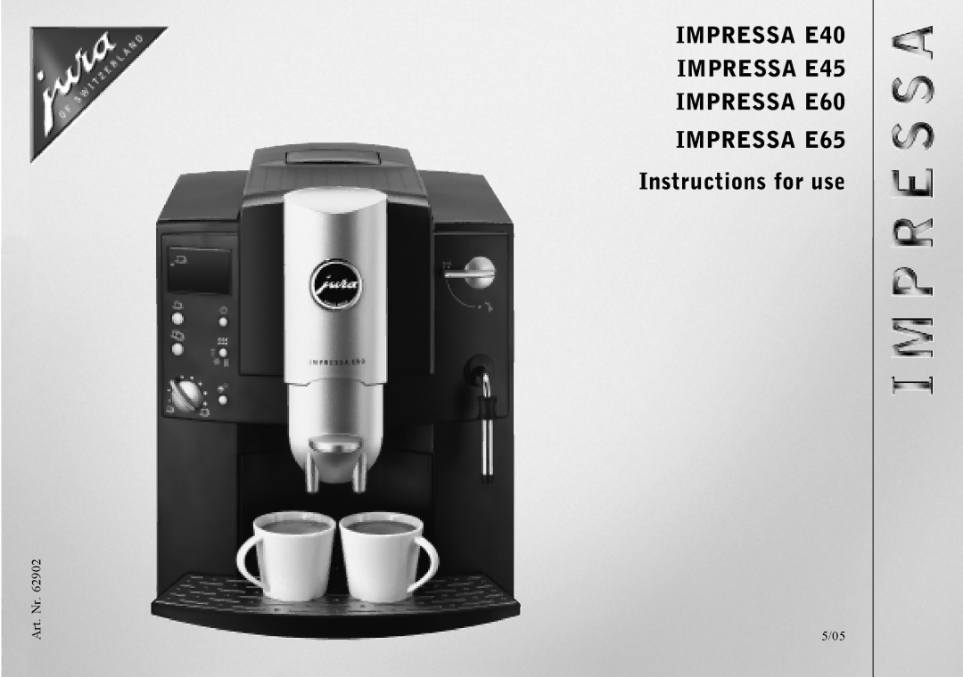 Jura Capresso manual Impressa E40 Impressa E45 Impressa E60 Impressa E65 