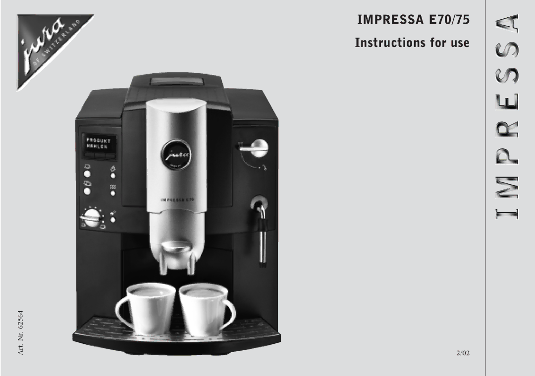 Jura Capresso E75 manual Impressa E70/75 