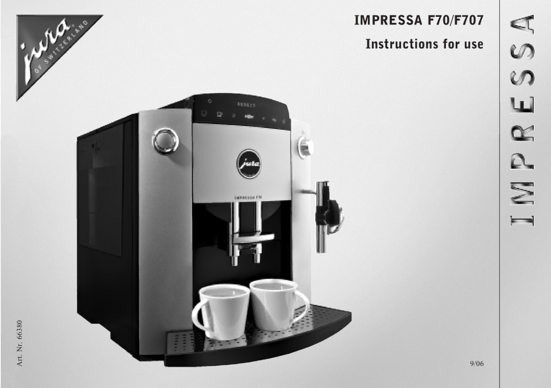 Jura Capresso manual Impressa F70/F707 