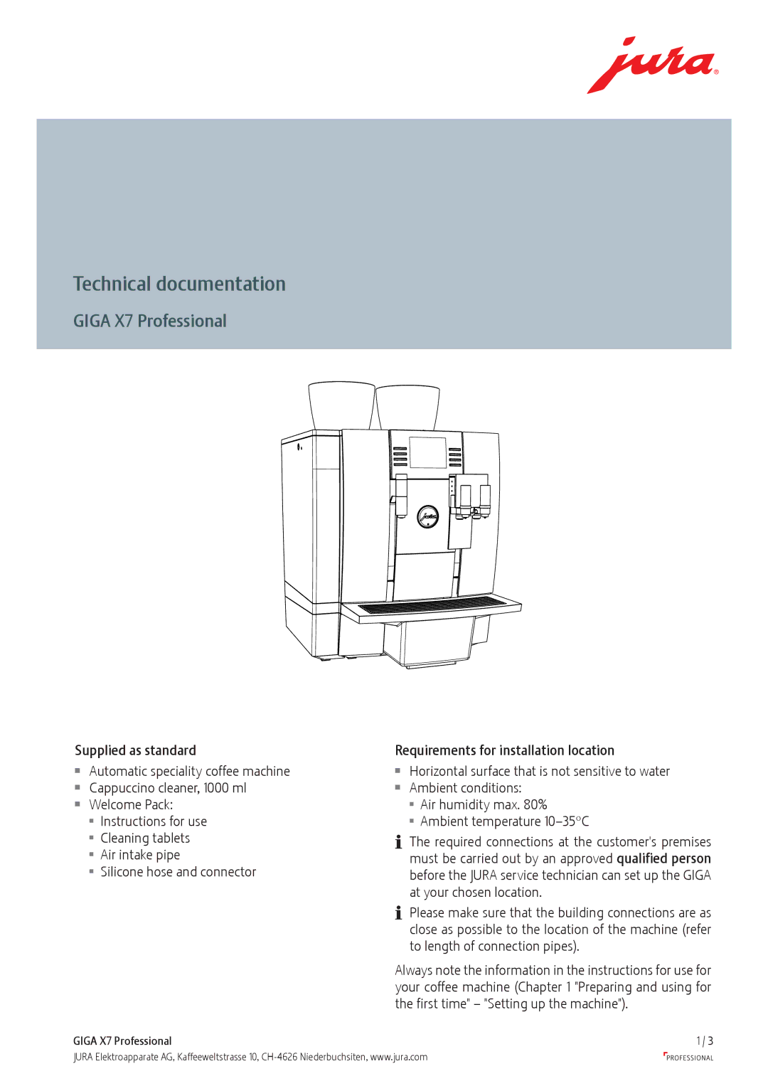 Jura Capresso GIGA X7 Professional manual Technical documentation, Giga X7 Professional 