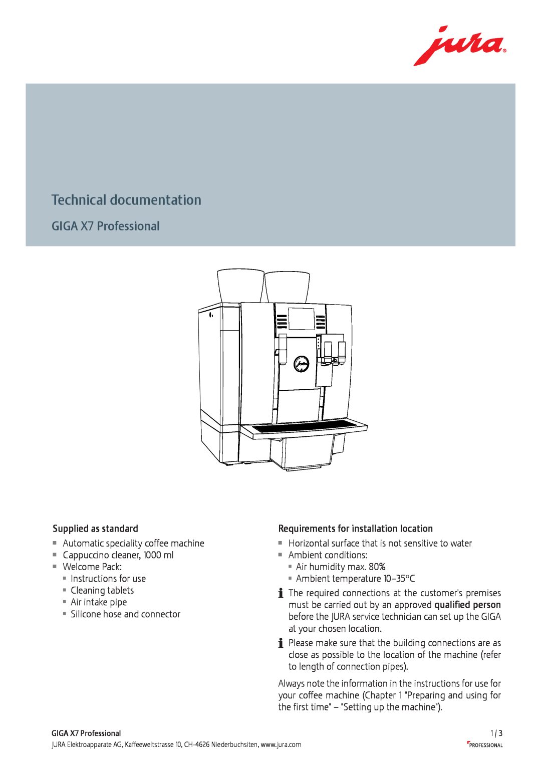 Jura Capresso GIGA X7 Professional manual Technical documentation 