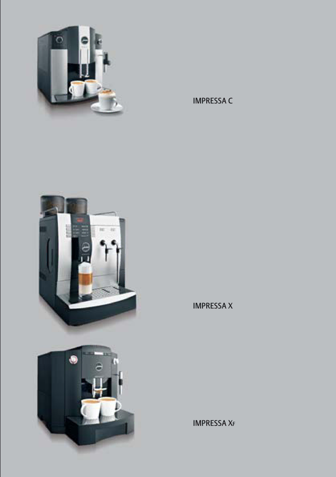 Jura Capresso IMPRESSA J5 manual Impressa C Impressa XF 