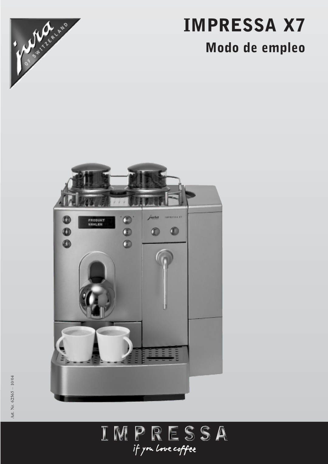 Jura Capresso X7 manual Impressa 