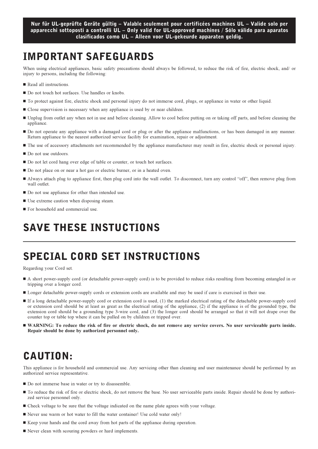 Jura Capresso X7 manual Important Safeguards 