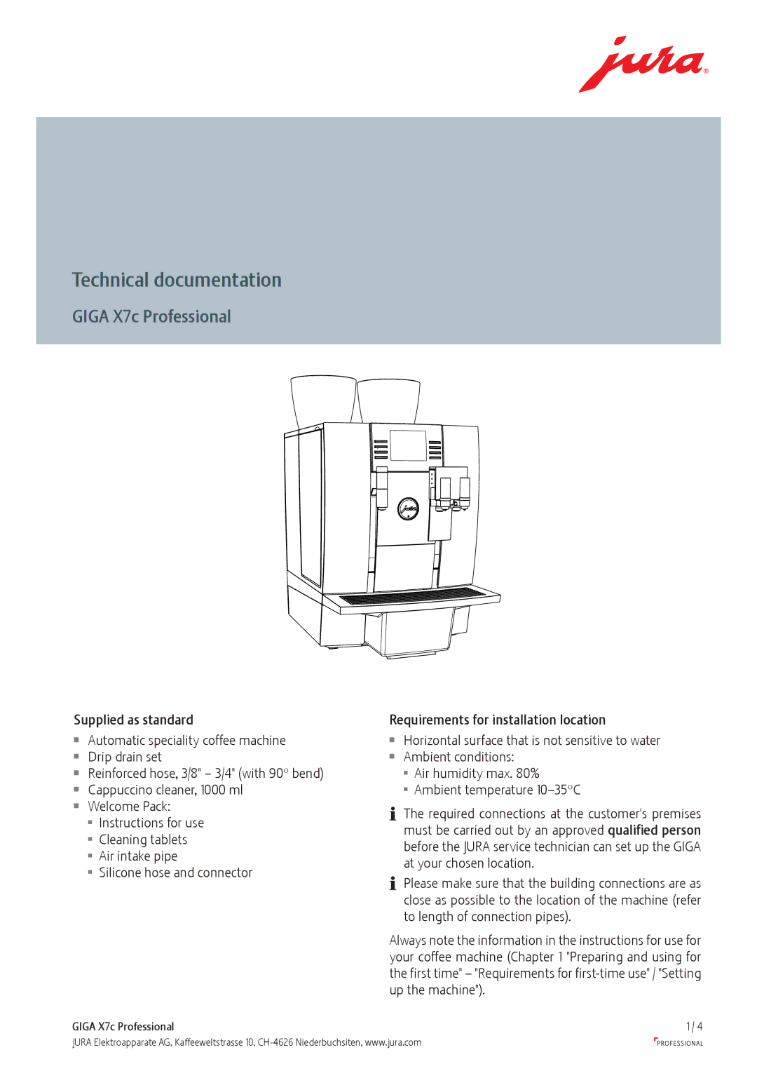 Jura Capresso X7c manual Technical documentation 