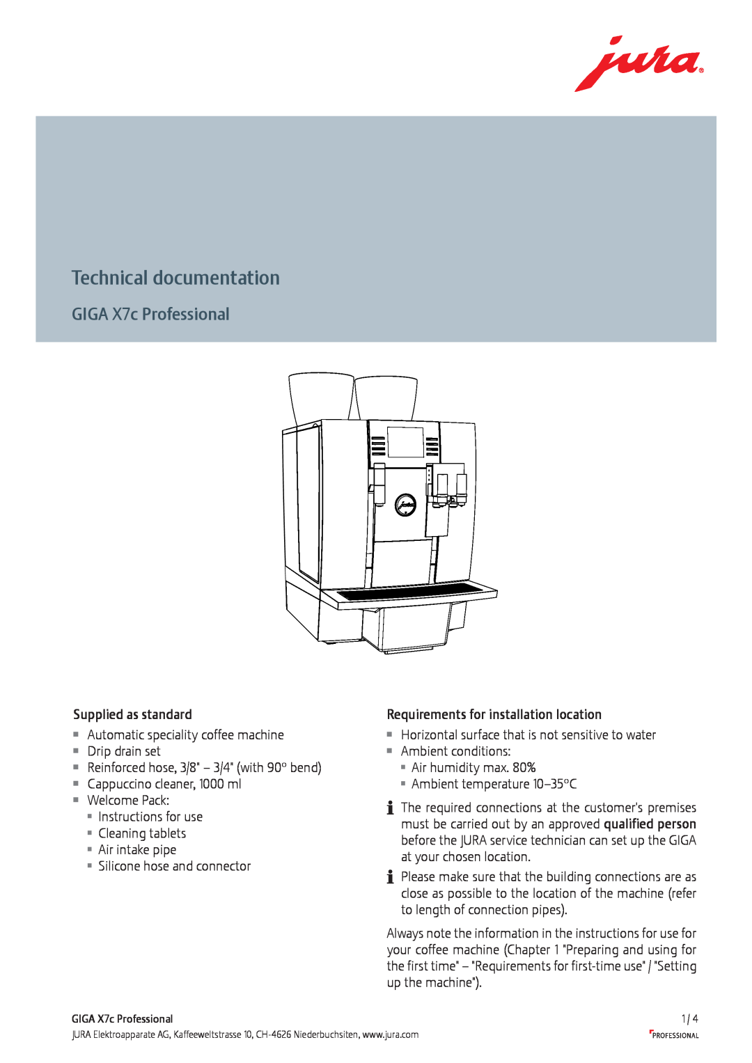 Jura Capresso manual Technical documentation, GIGA X7c Professional 