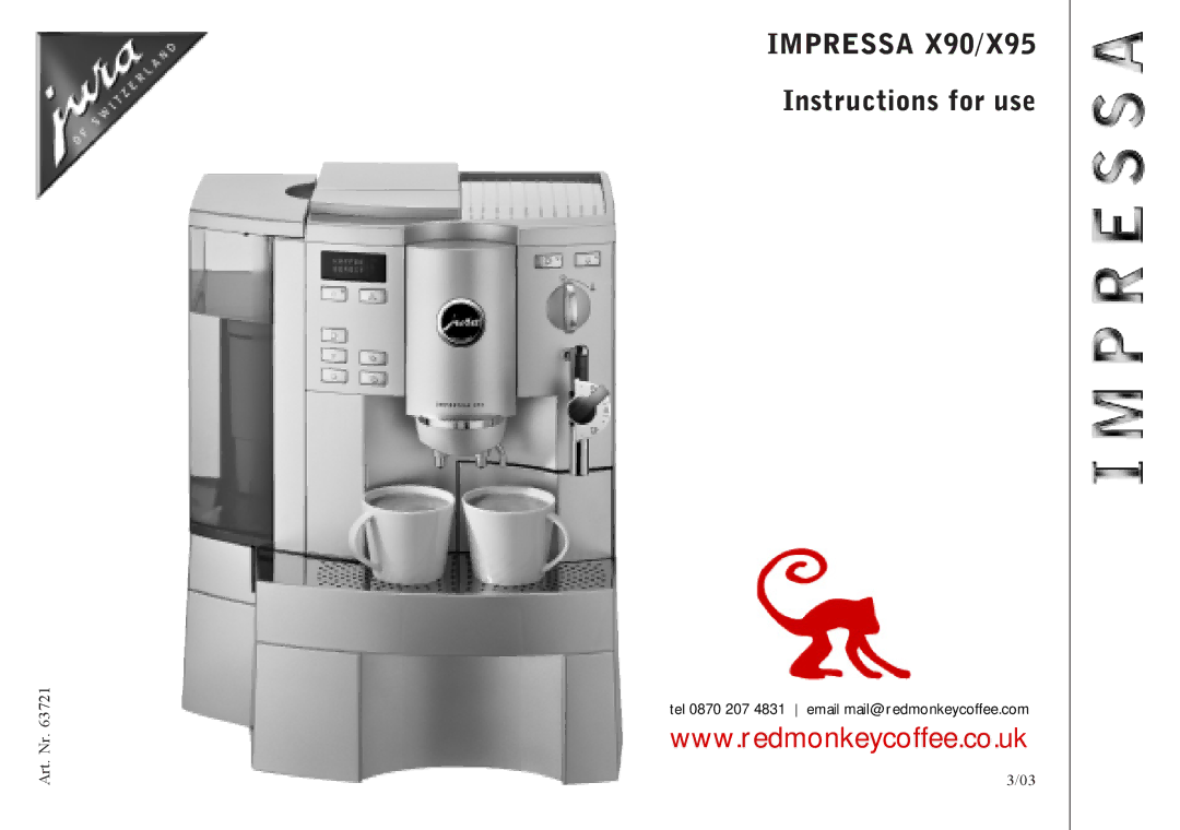 Jura Capresso manual Impressa X90/X95 