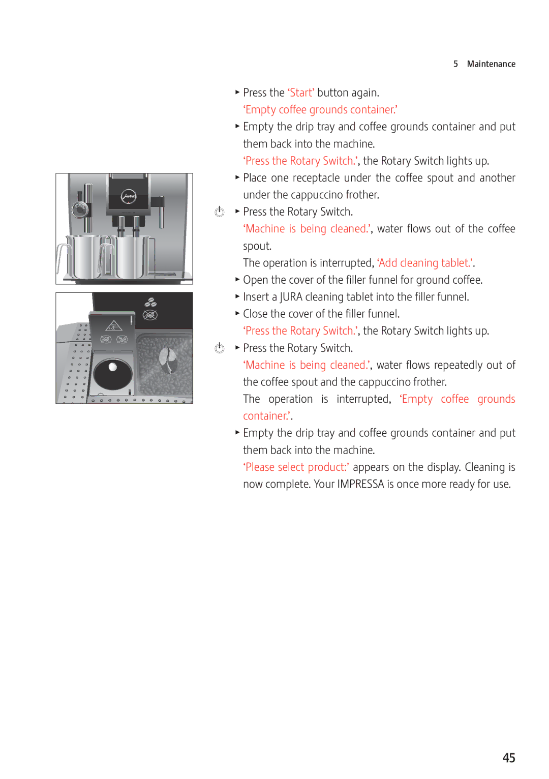 Jura Capresso Z9 manual Maintenance 