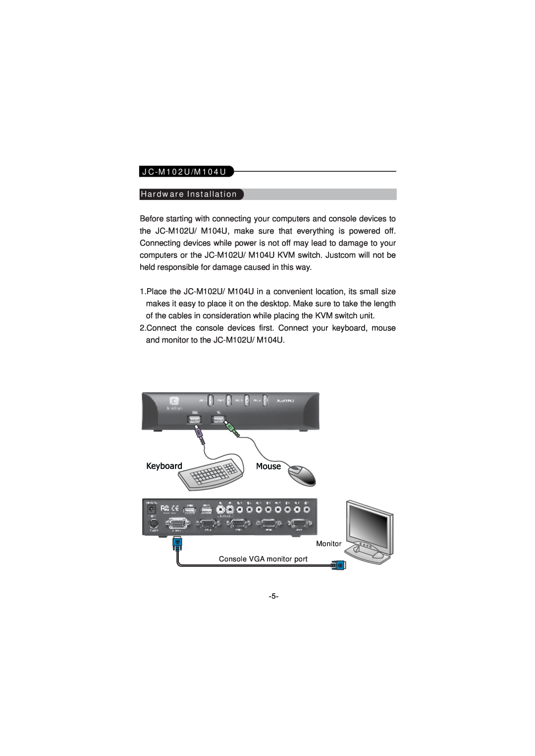 JustCom Technology JC-M102U, JC-M104U user manual 