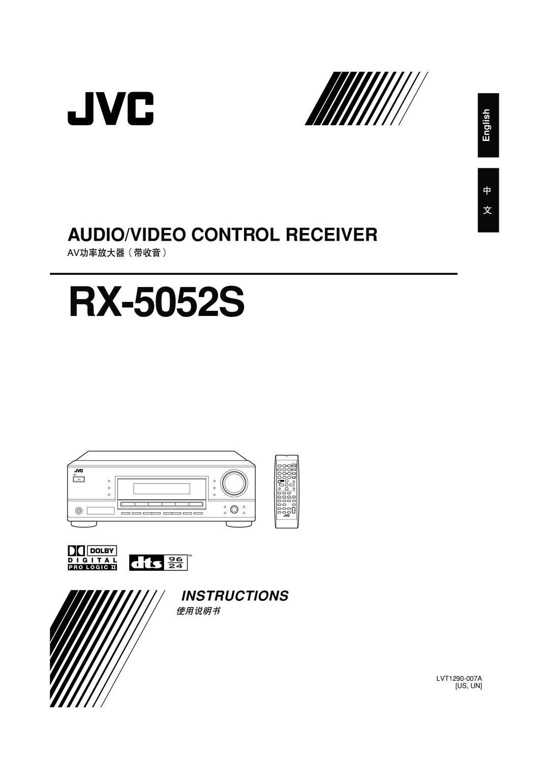 JVC LVT1290-007A manual English, RX-5052S, Audio/Video Control Receiver, Instructions, Ta/News/Info Display Mode 