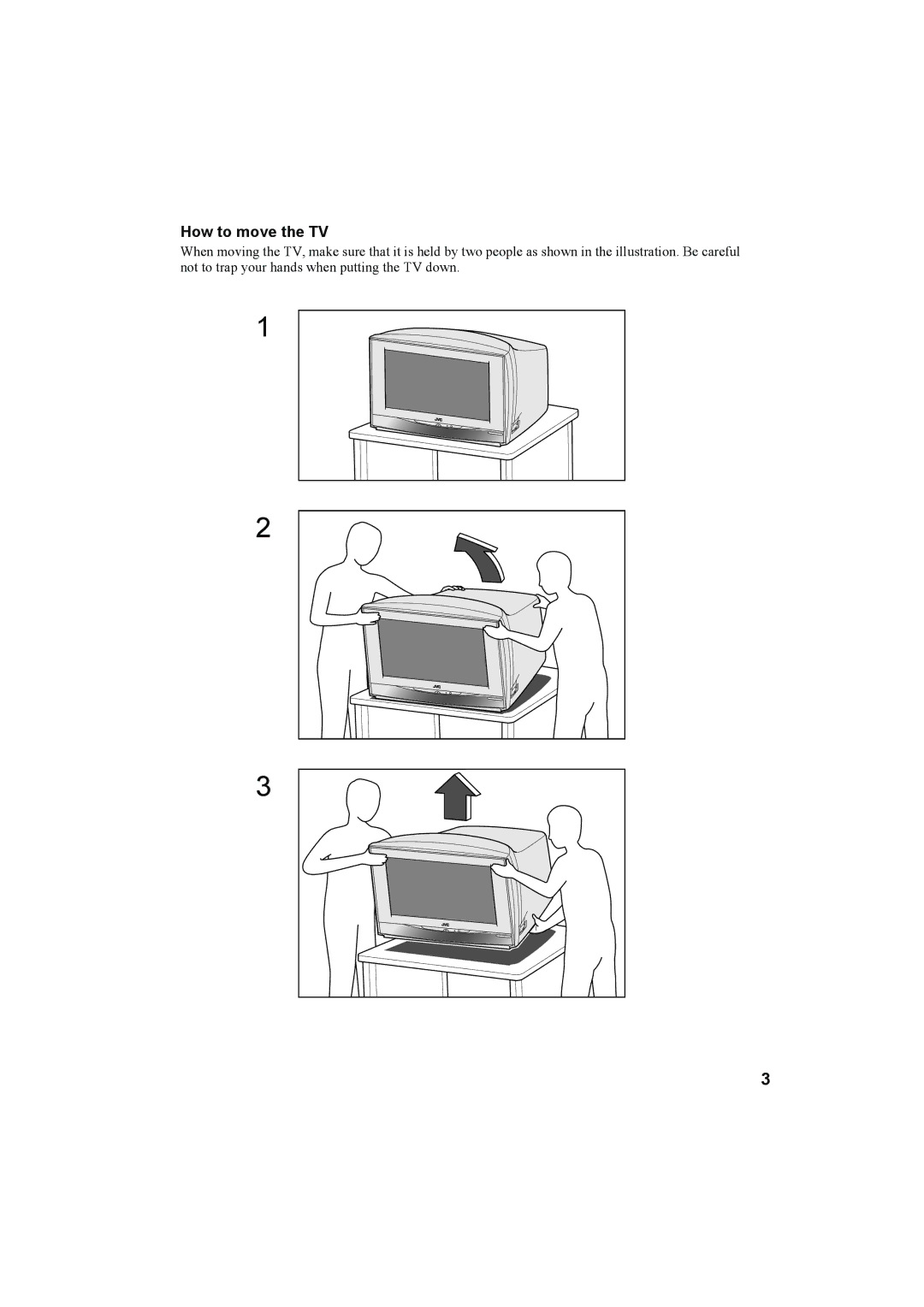 JVC 0204-T-CR-JMUK manual How to move the TV 