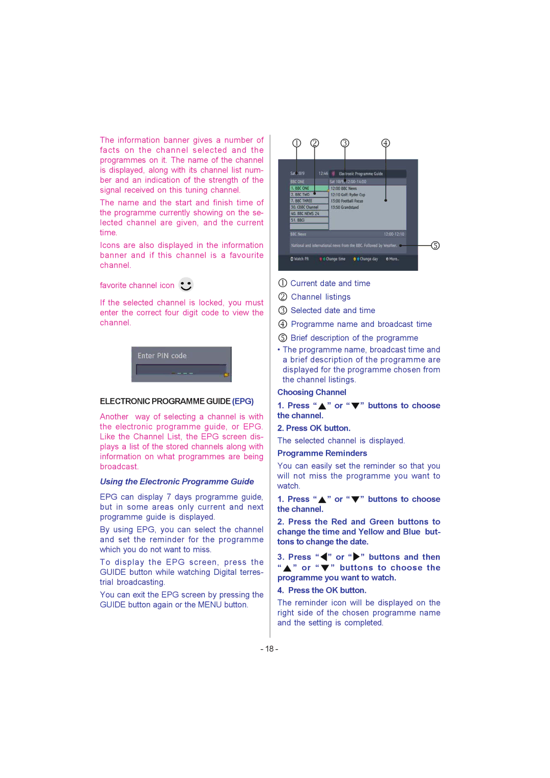 JVC 0205MKH-VT-VT manual Electronic Programme Guide EPG, Using the Electronic Programme Guide 