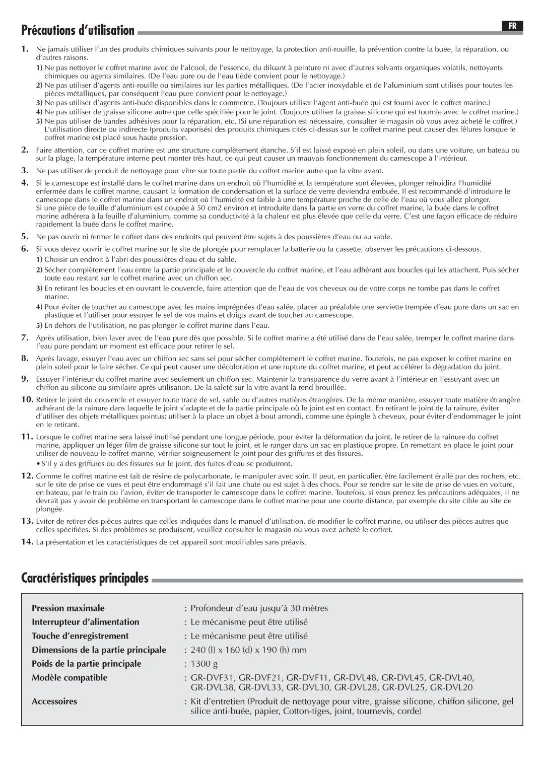 JVC 0899FOV*UN*AP, WR-DV21U user manual Caractéristiques principales 