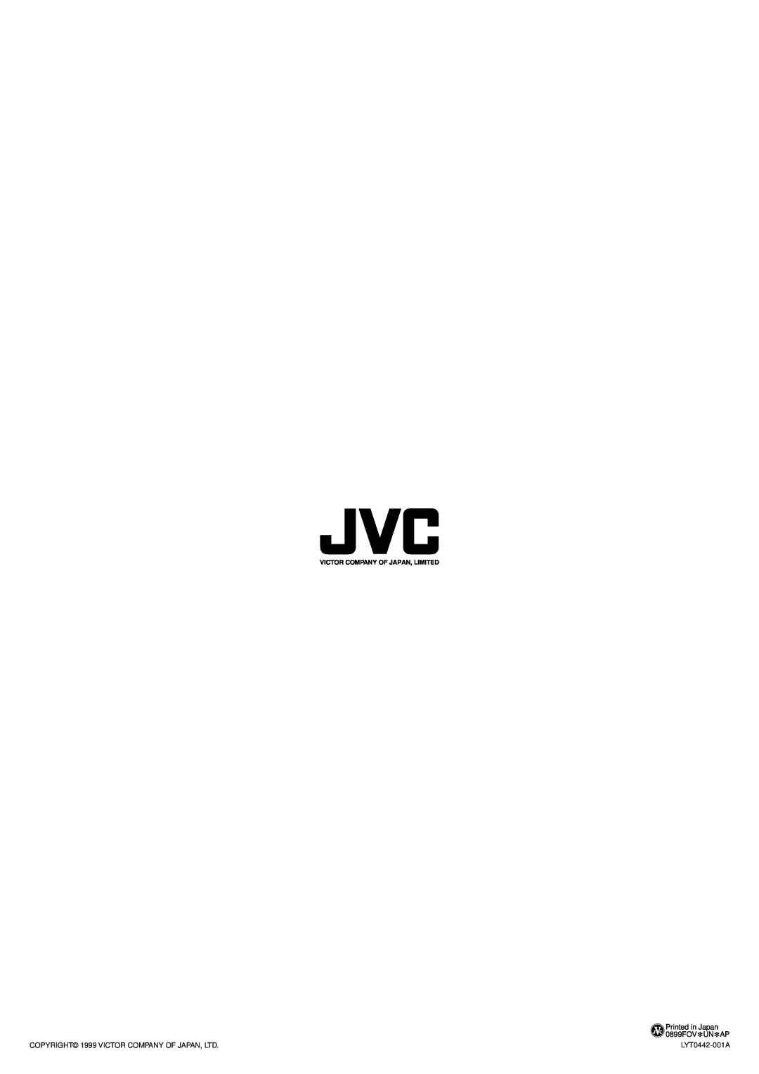 JVC 0899FOV*UN*AP, WR-DV21U user manual Printed in Japan, LYT0442-001A, Victor Company Of Japan, Limited 