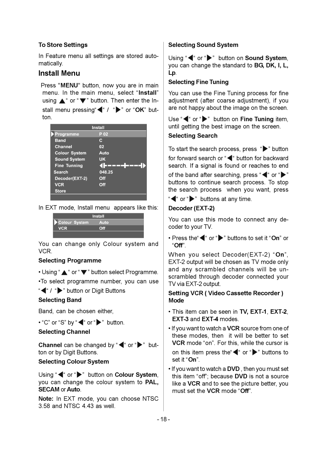 JVC 1004MKH-VT-VT manual Install Menu 