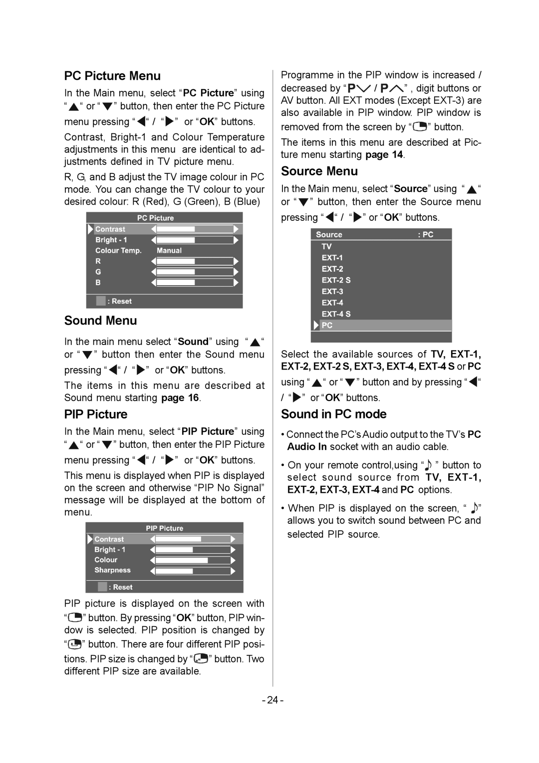 JVC 1004MKH-VT-VT manual PC Picture Menu 