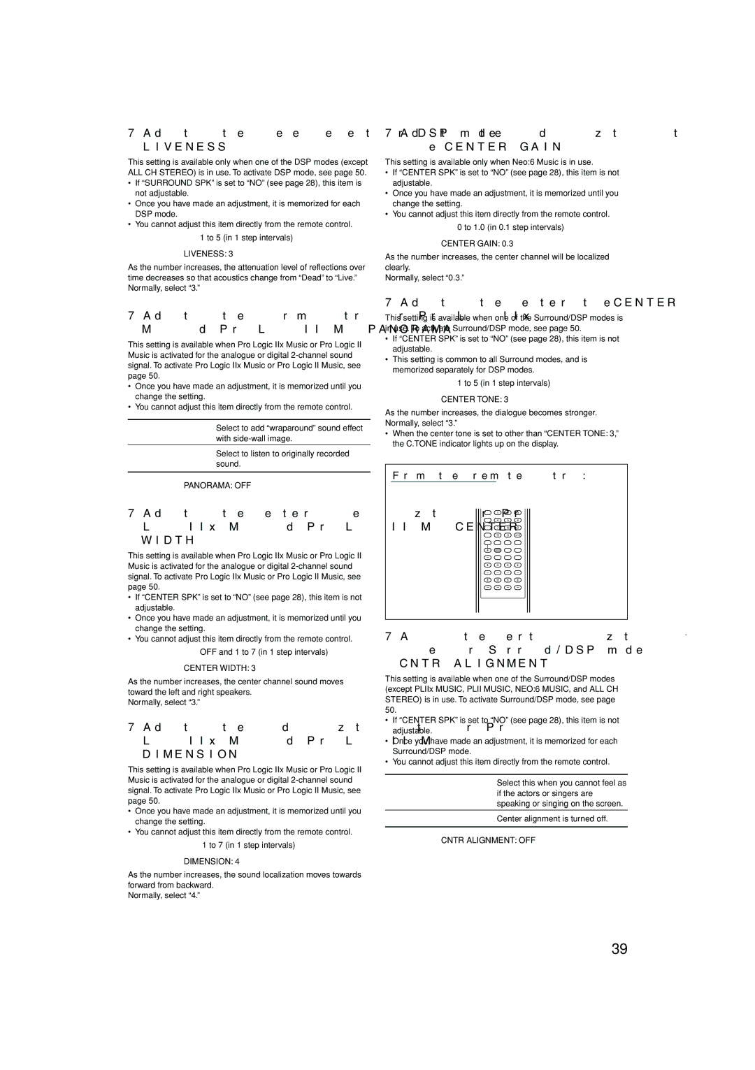 JVC LVT1437-001A, 1105RYMMDWJEIN manual Adjusting the liveness effect for DSP modes, Adjusting the center tone-CENTER Tone 