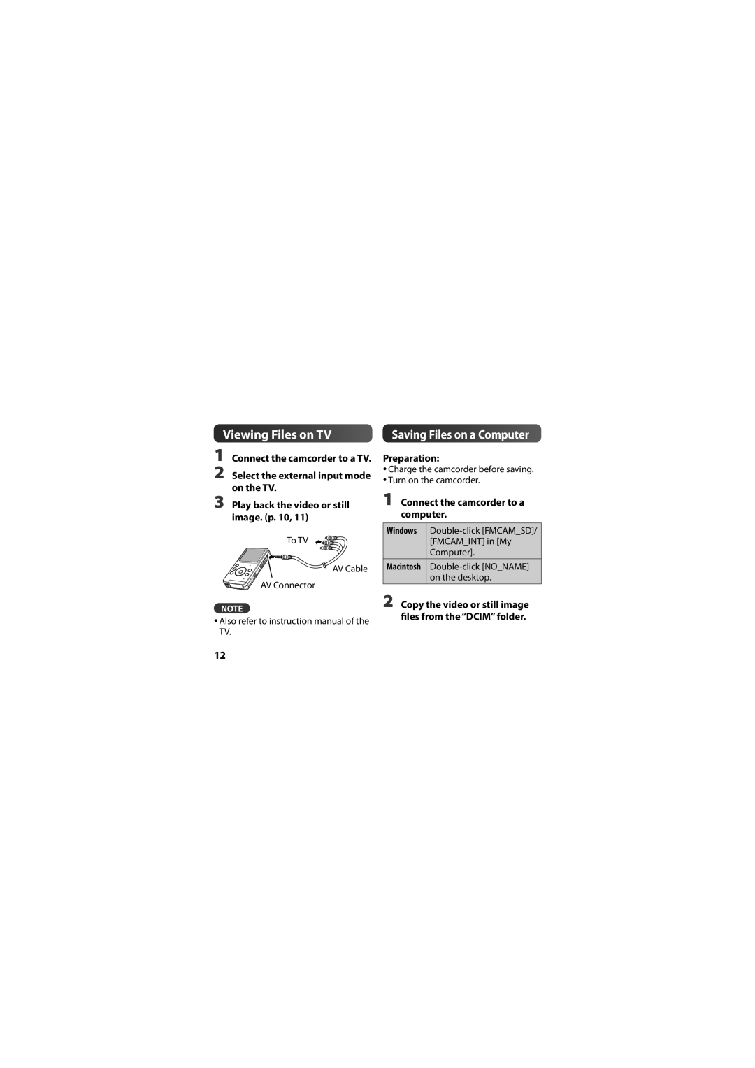 JVC 1SM321404 manual Viewing Files on TV, Saving Files on a Computer 