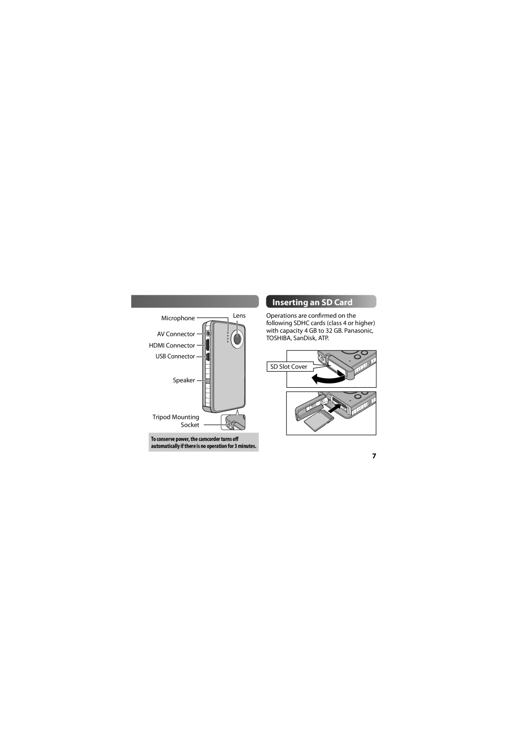 JVC 1SM321404 manual Inserting an SD Card, SD Slot Cover 