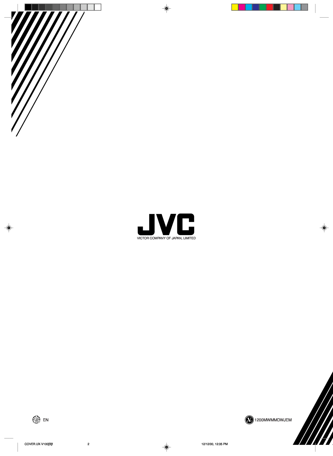 JVC 20981IEN manual 1200MWMMDWJEM, Victor Company Of Japan, Limited, COVER.UX-V100Bf, 12/12/00, 12 35 PM 