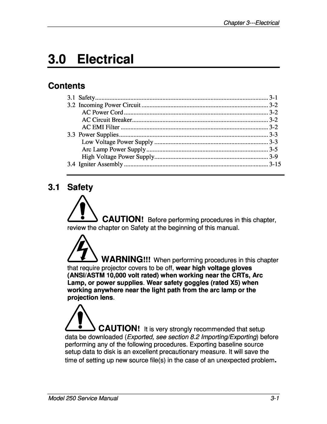 JVC 250 service manual Electrical, Safety, Contents 