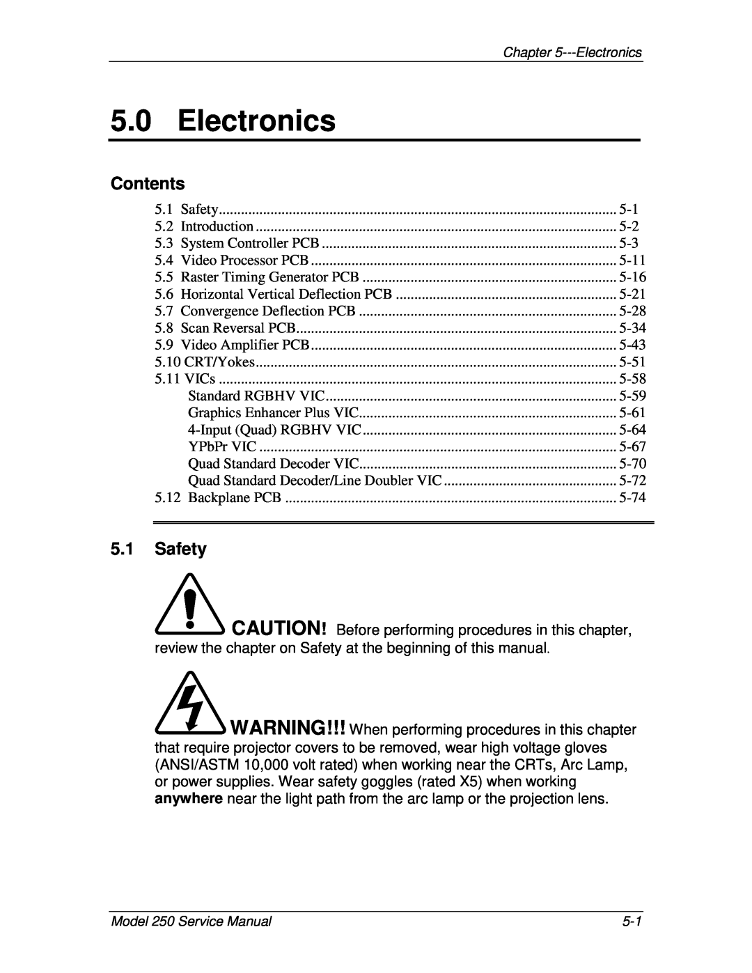 JVC 250 service manual Electronics, Safety, Contents 