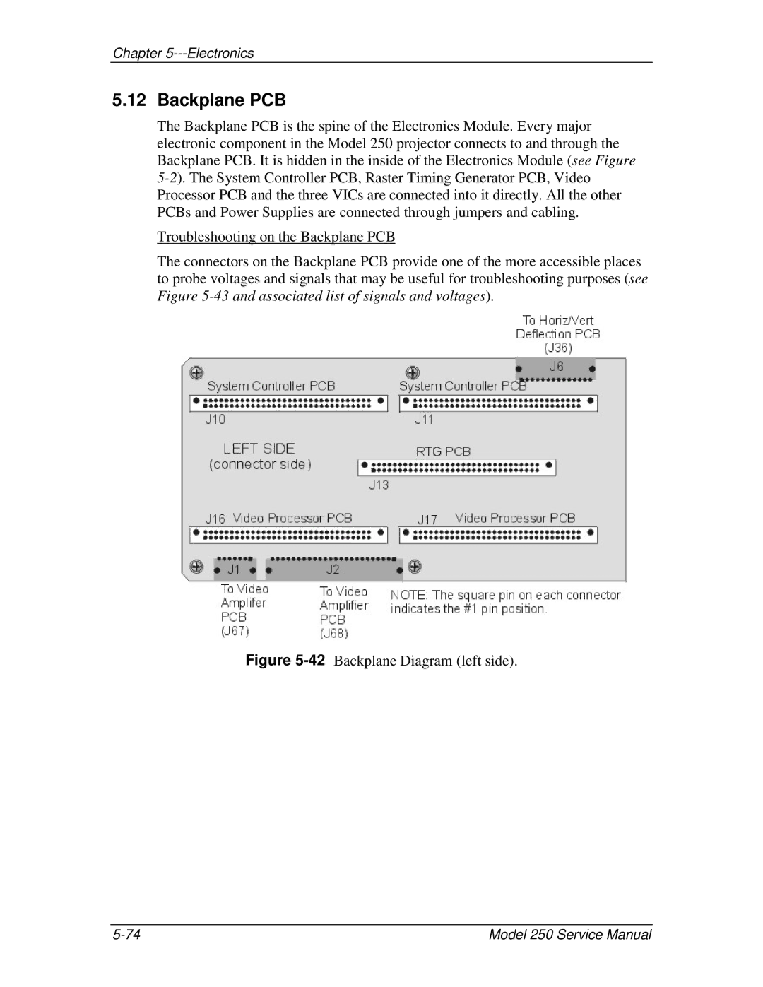 JVC 250 service manual Backplane PCB, 42Backplane Diagram left side 