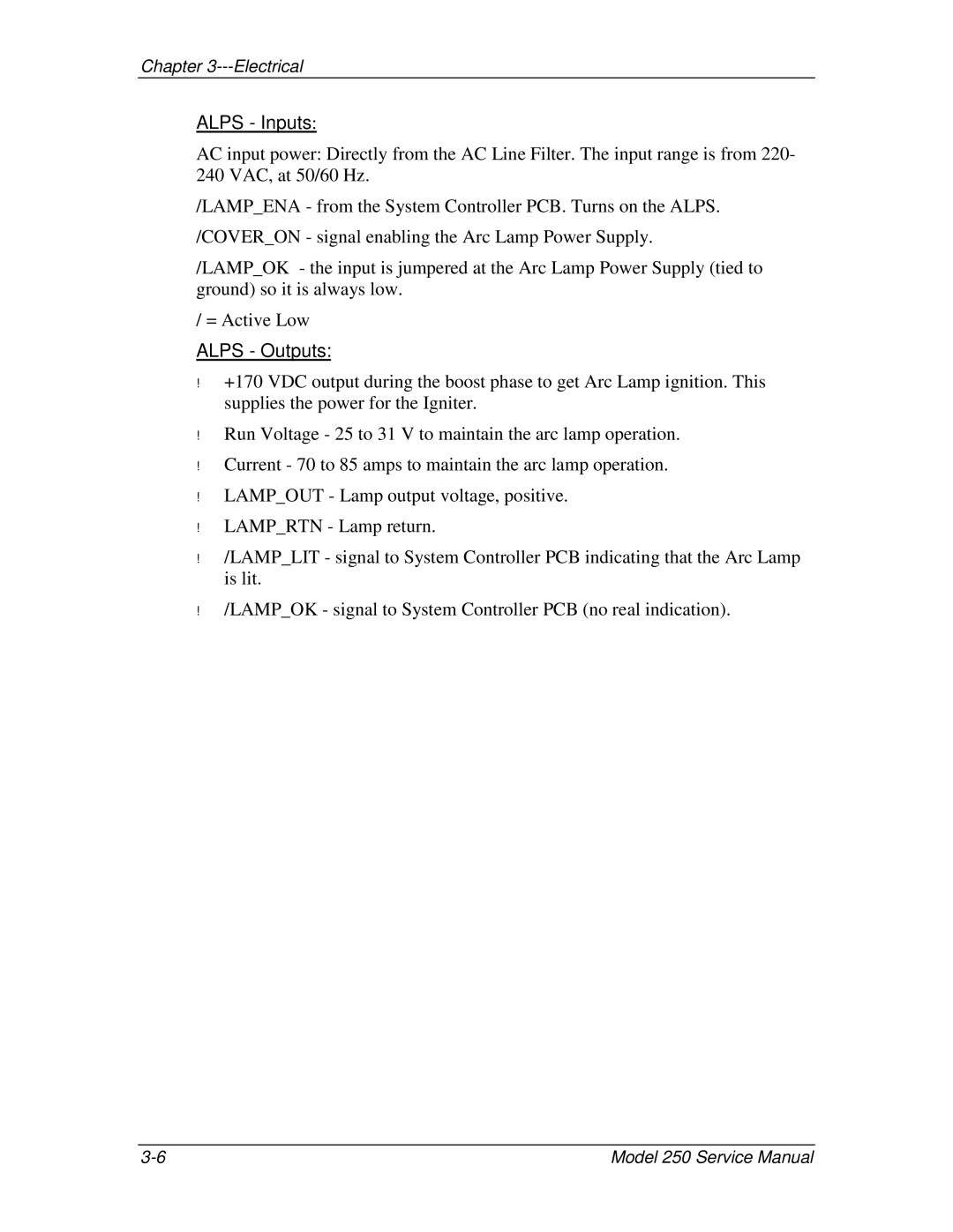 JVC 250 service manual Alps Inputs, Alps Outputs 