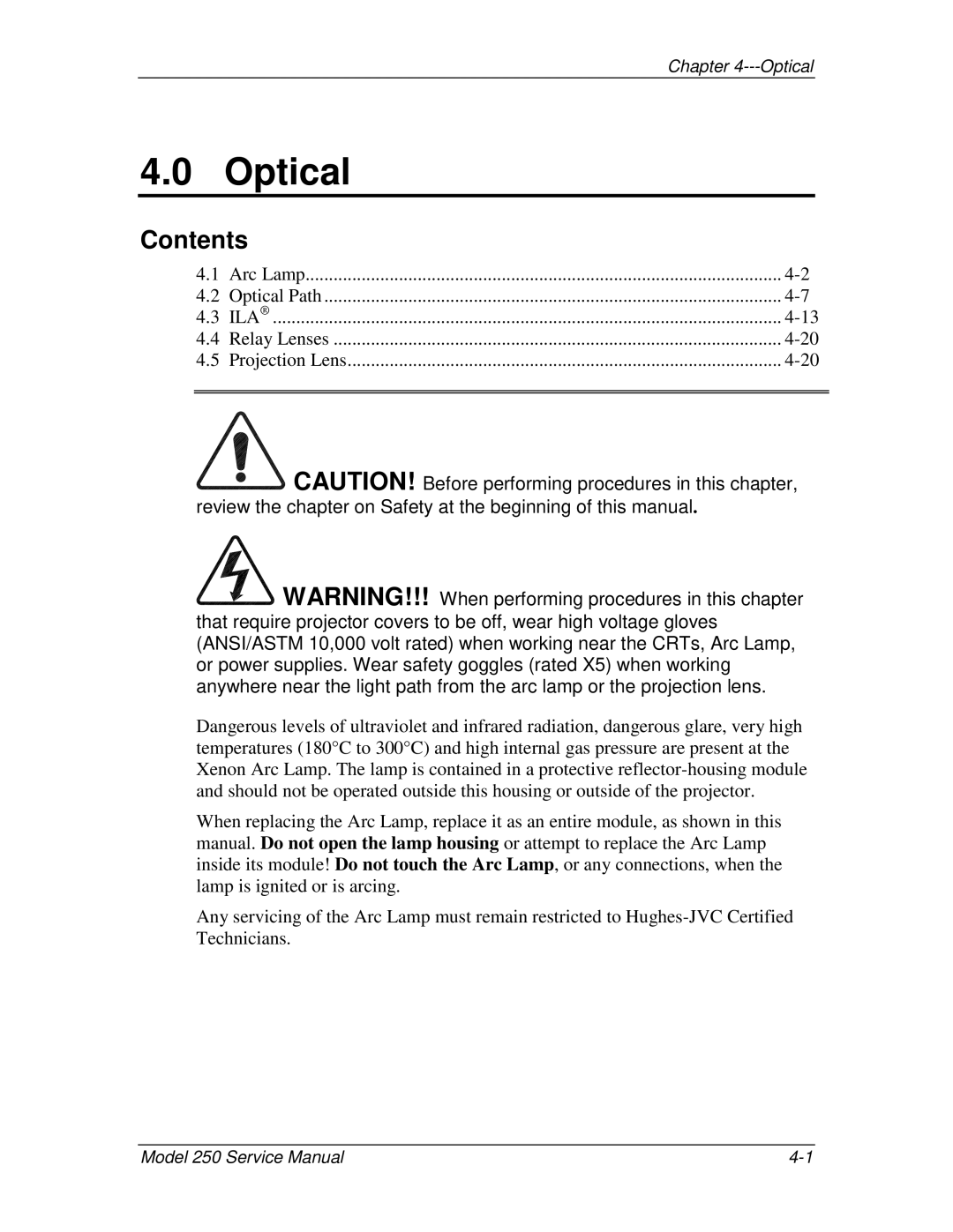 JVC 250 service manual Optical 