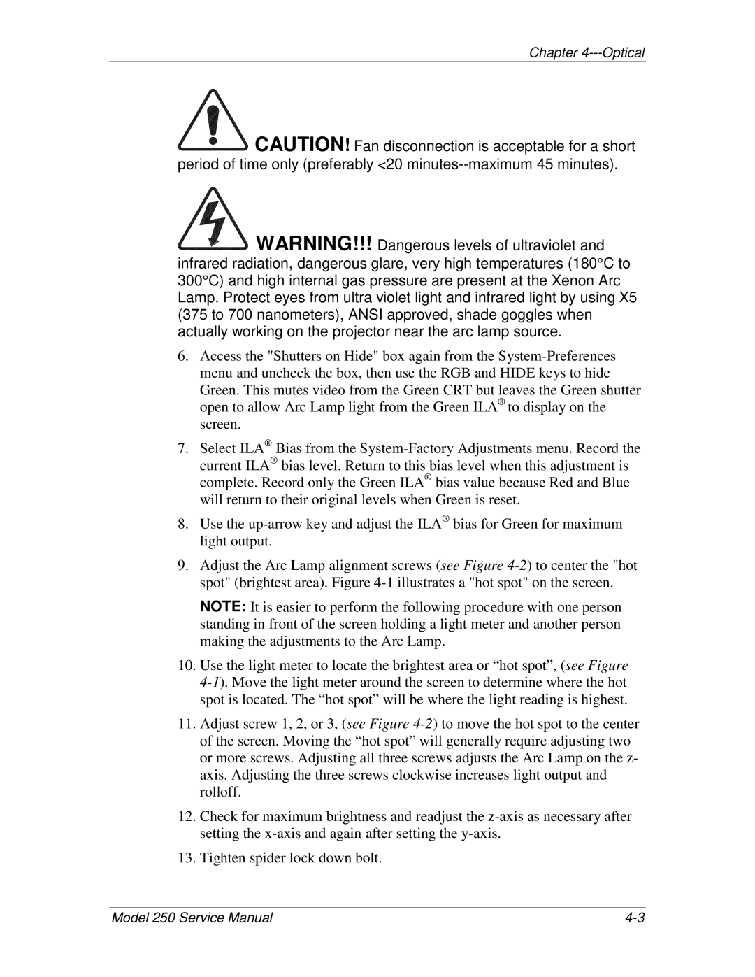 JVC 250 service manual Optical 