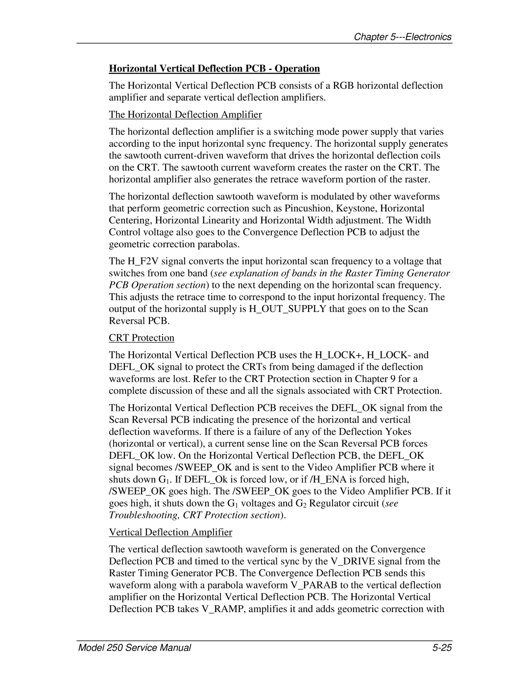 JVC 250 service manual Horizontal Vertical Deflection PCB Operation 