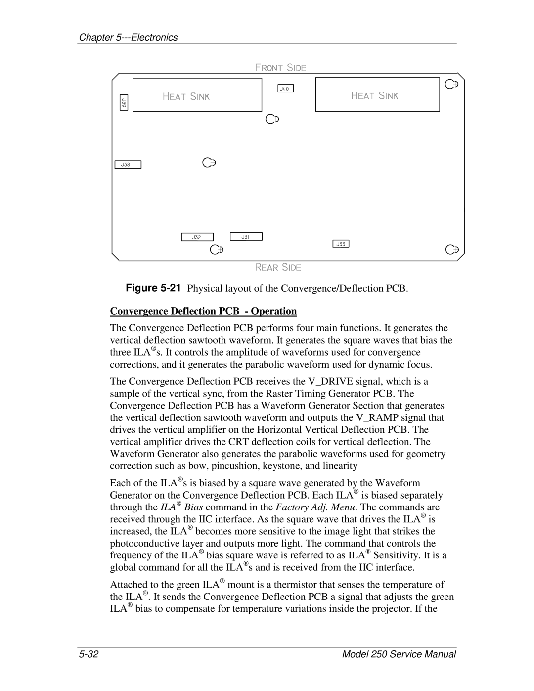 JVC 250 service manual 21Physical layout of the Convergence/Deflection PCB, Convergence Deflection PCB Operation 