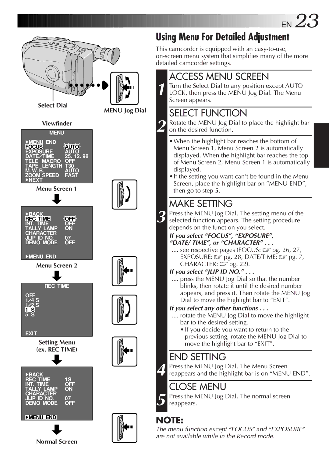 JVC 2EN instruction manual Using Menu For Detailed Adjustment 