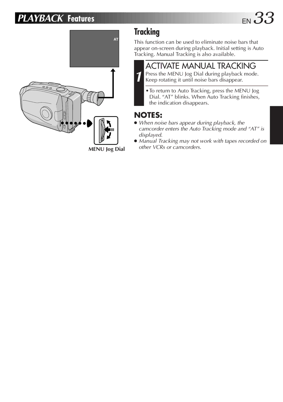 JVC 2EN instruction manual Activate Manual Tracking 