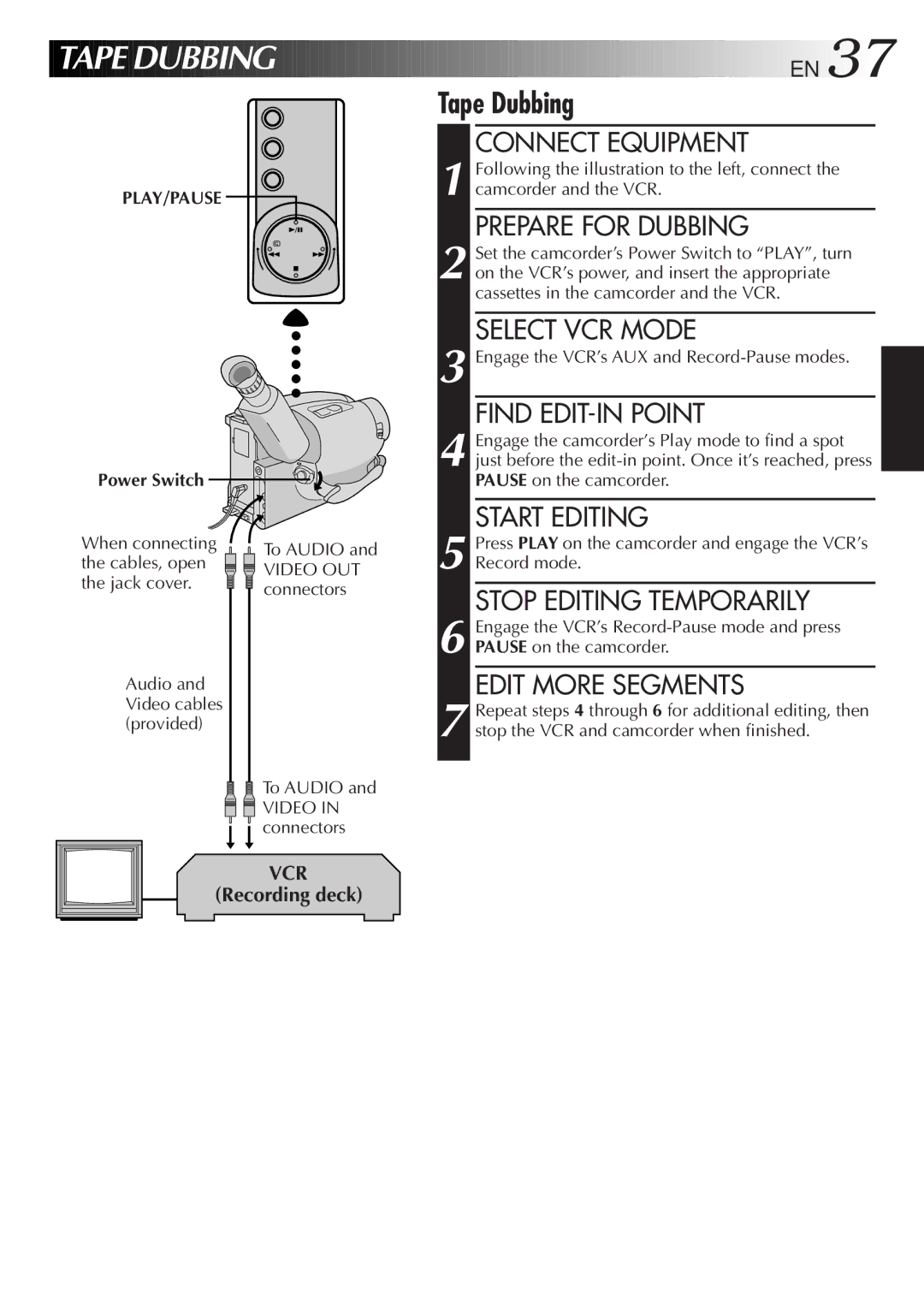 JVC 2EN instruction manual When connecting To Audio Cables, open, Jack cover, Connectors 