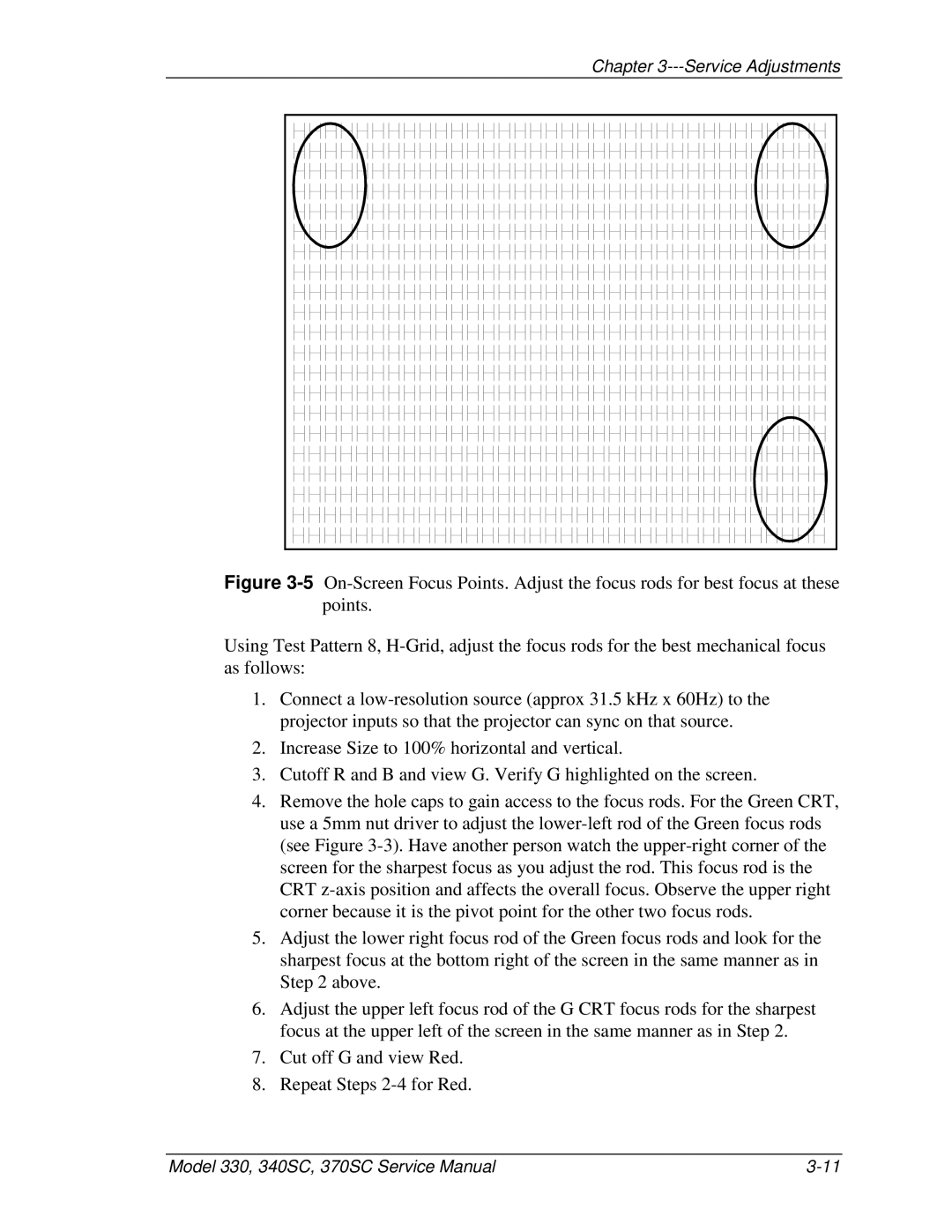 JVC 340 SC, 330, 370 SC service manual Service Adjustments 