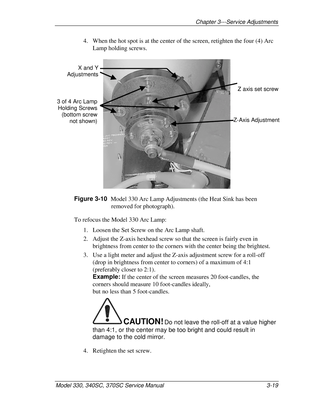 JVC 370 SC, 330, 340 SC service manual Service Adjustments 