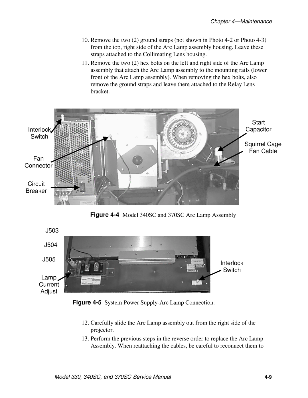 JVC 340 SC, 330, 370 SC service manual Interlock Switch Fan Connector Circuit Breaker 