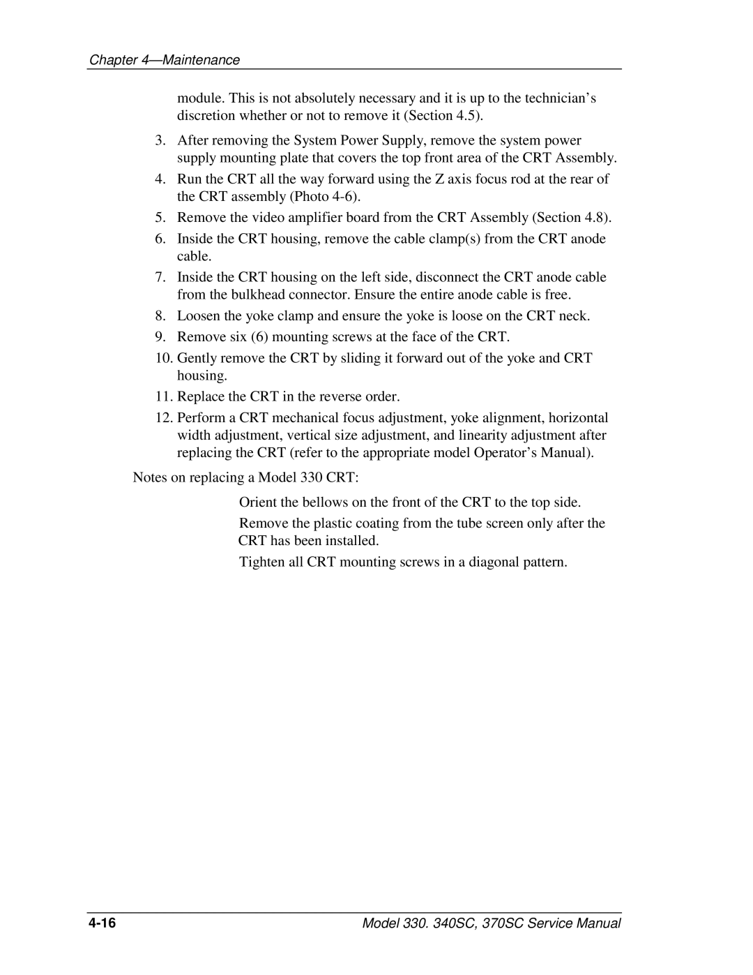 JVC 330, 370 SC, 340 SC service manual Maintenance 