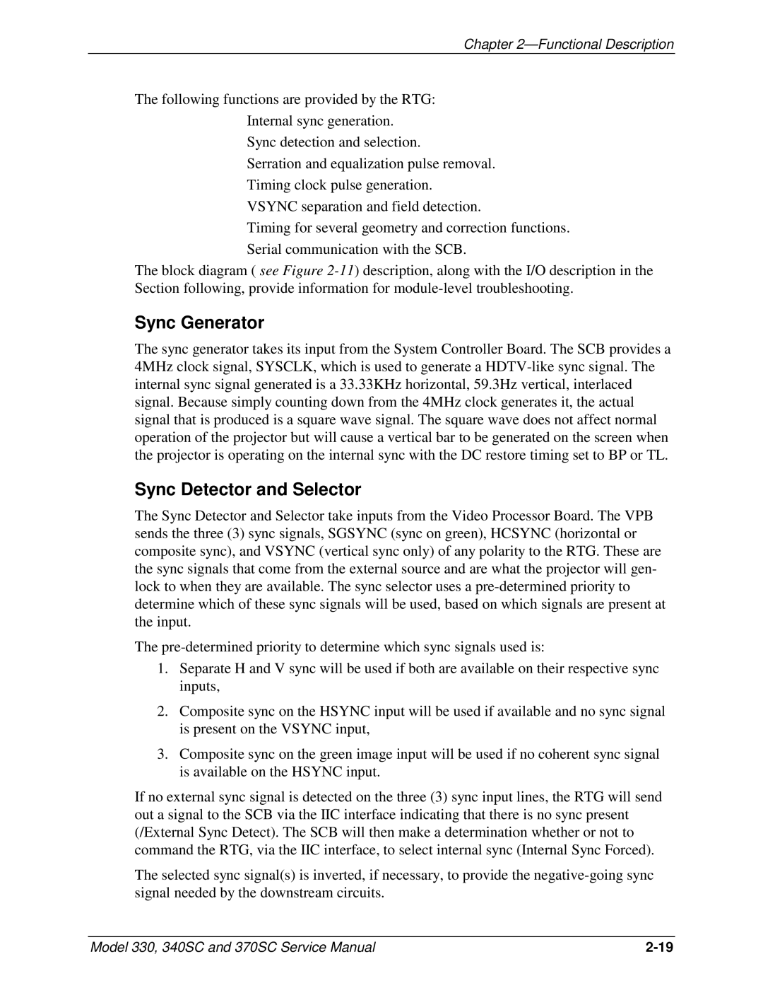 JVC 370 SC, 330, 340 SC service manual Sync Generator, Sync Detector and Selector 