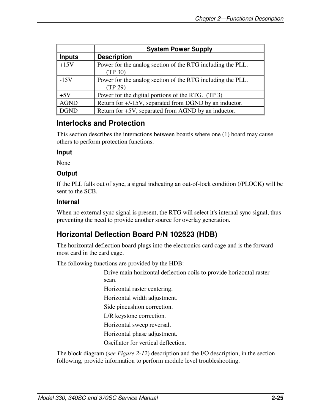 JVC 370 SC, 330, 340 SC service manual Interlocks and Protection, Horizontal Deflection Board P/N 102523 HDB 